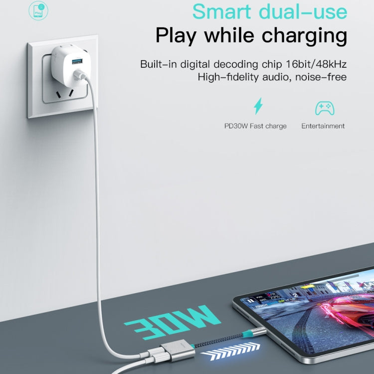 TOTU AD-5 USB-C/Type-C to 3.5mm+USB-C/Type-C Charger Audio Adapter - Type-C Adapter by TOTUDESIGN | Online Shopping South Africa | PMC Jewellery