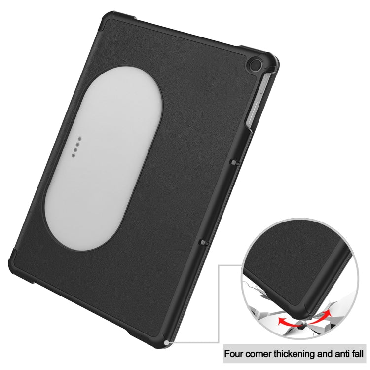 For Google Pixel Tablet Custer Pure Color 3-Fold Holder Smart Leather Tablet Case(Black) - Google by PMC TechLife | Online Shopping South Africa | PMC TechLife | Buy Now Pay Later Mobicred