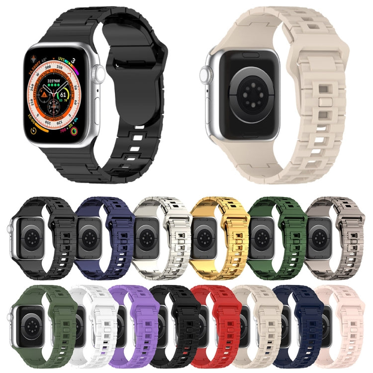 For Apple Watch 9 41mm Square Buckle Armor Style Silicone Watch Band(Plating Gold) - Watch Bands by PMC TechLife | Online Shopping South Africa | PMC TechLife