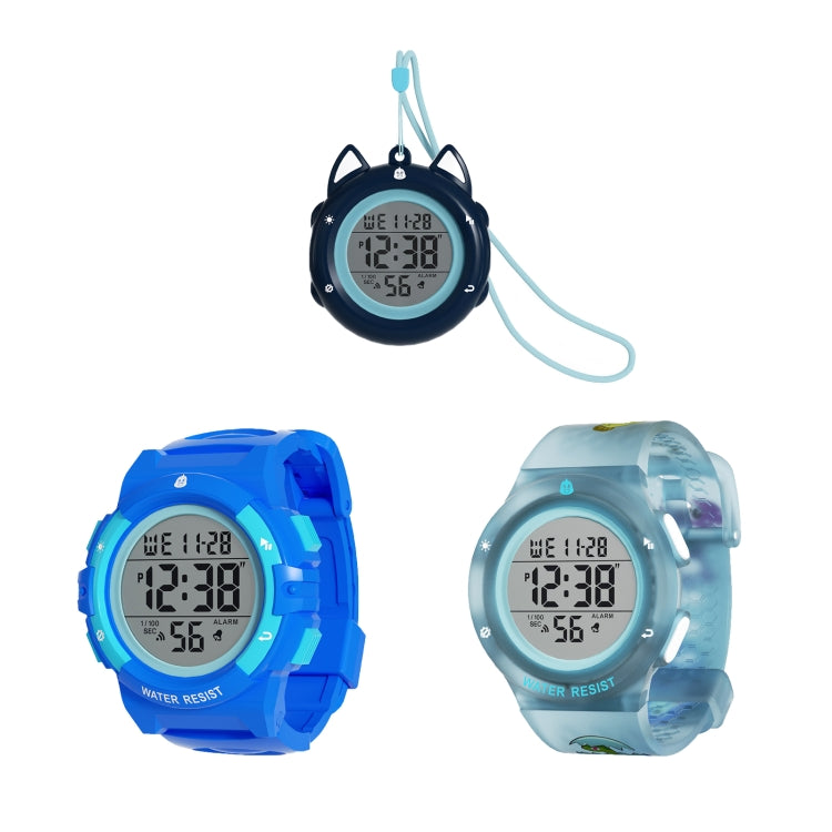 SPOVAN K01 Men Children LED Luminous Waterproof Electronic Sports Watch(Dark Blue Pocket Watch) - LED Digital Watches by SPOVAN | Online Shopping South Africa | PMC Jewellery