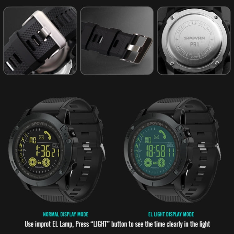 SPOVAN PR1 Outdoor Waterproof Luminous Bluetooth Smart Watch(Black) - Smart Watches by SPOVAN | Online Shopping South Africa | PMC Jewellery | Buy Now Pay Later Mobicred