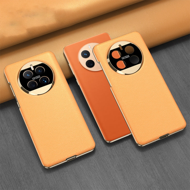 For Huawei Mate 50 Pro GKK Electroplating Leather Surface Phone Case(Yellow) - Huawei Cases by GKK | Online Shopping South Africa | PMC TechLife