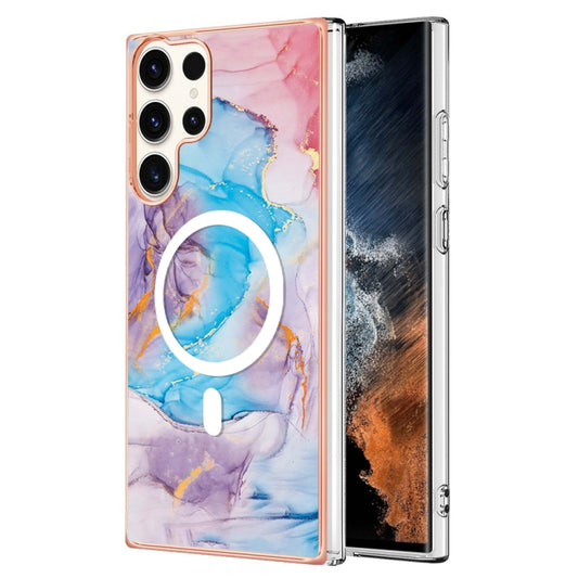 For Samsung Galaxy S23 Ultra 5G Marble Pattern Dual-side IMD Magsafe TPU Phone Case(Blue Marble) - Galaxy S23 Ultra 5G Cases by PMC Jewellery | Online Shopping South Africa | PMC Jewellery