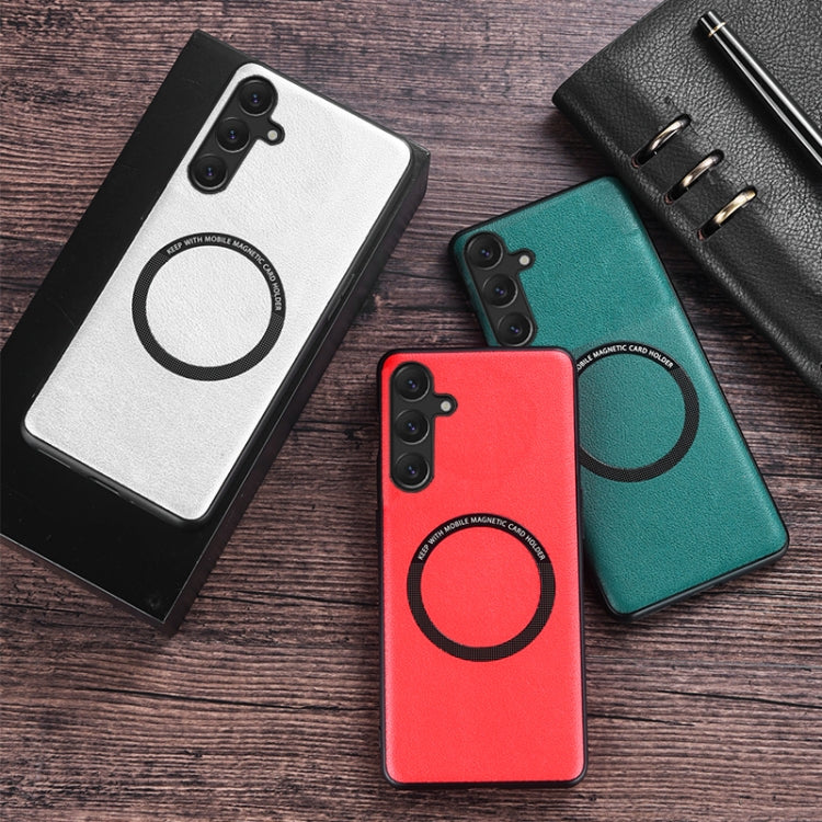 For Samsung Galaxy A35 MagSafe Magnetic PU Phone Case(Black) - Galaxy Phone Cases by PMC TechLife | Online Shopping South Africa | PMC TechLife