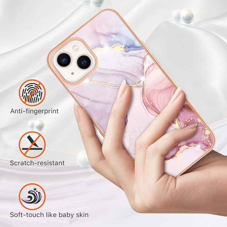 Electroplating Marble Pattern Dual-side IMD TPU Shockproof Phone Case For iPhone 15(Rose Gold 005) - free shipping - PMC TechLife - Order now!