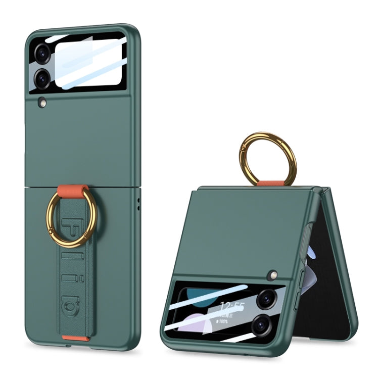 For Samsung Galaxy Z Flip3 5G GKK Integrated Ultrathin Shockproof Phone Case with Ring Wrist Strap(Green) - Galaxy Phone Cases by GKK | Online Shopping South Africa | PMC Jewellery