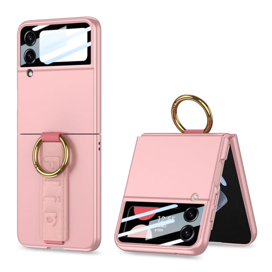 For Samsung Galaxy Z Flip3 5G GKK Integrated Ultrathin Shockproof Phone Case with Ring Wrist Strap(Pink) - Galaxy Phone Cases by GKK | Online Shopping South Africa | PMC Jewellery