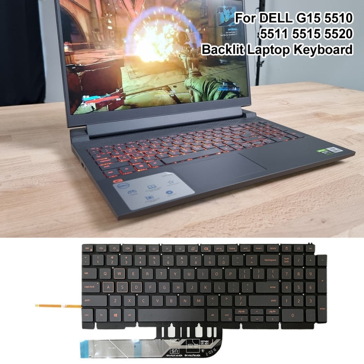 For Dell Inspiron G15 5510 5511 5515 5520 US Version Orange Backlight Laptop Keyboard(Black) - Dell Spare Parts by PMC Jewellery | Online Shopping South Africa | PMC Jewellery