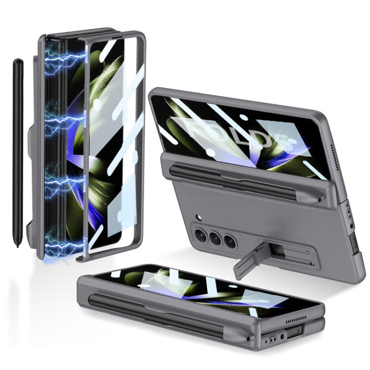 For Samsung Galaxy Z Fold5 GKK Full Coverage Magnetic Fold Hinge Phone Case with Pen Slots(Grey) - Galaxy Z Fold5 Cases by GKK | Online Shopping South Africa | PMC Jewellery