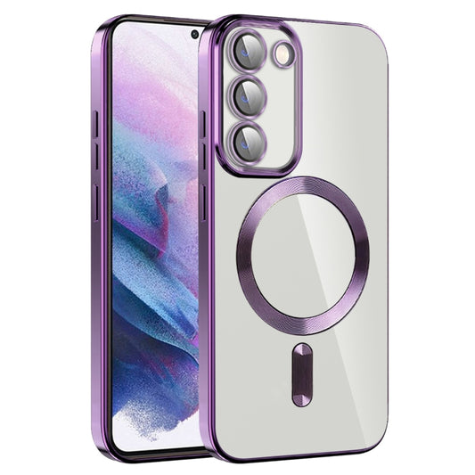 For Samsung Galaxy S21+ 5G CD Texture Plating TPU MagSafe Phone Case with Lens Film(Dark Purple) - Galaxy S21+ 5G Cases by PMC Jewellery | Online Shopping South Africa | PMC Jewellery