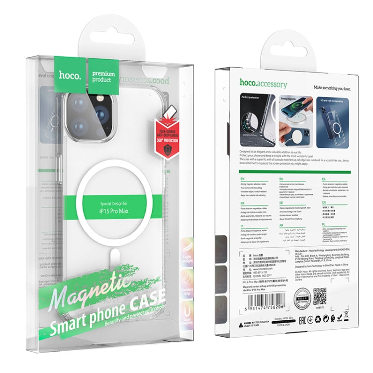 For iPhone 15 Pro Max hoco SagSafe Magnetic Series Airbag Shockproof Phone Case(Transparent) - iPhone 15 Pro Max Cases by hoco | Online Shopping South Africa | PMC Jewellery