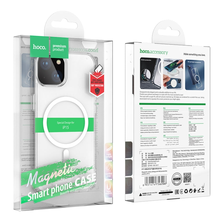For iPhone 15 hoco SagSafe Magnetic Series Airbag Shockproof Phone Case(Transparent) - iPhone 15 Cases by hoco | Online Shopping South Africa | PMC Jewellery