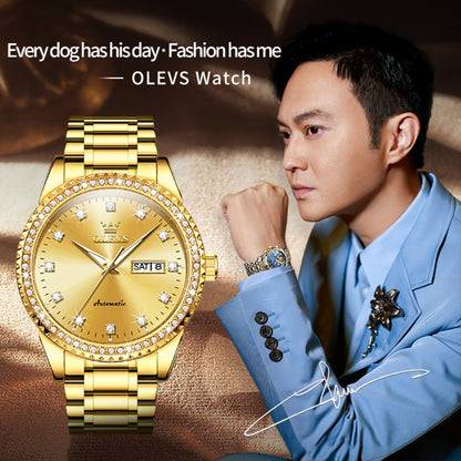 OLEVS 7003 Men Multifunctional Waterproof Mechanical Watch(Gold) - Metal Strap Watches by OLEVS | Online Shopping South Africa | PMC Jewellery