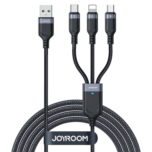 JOYROOM A18 3.5A USB to 8 Pin+USB-C/Type-C+Micro USB 3 in 1 Data Cable, Length:0.3m(Black) - Multifunction Cable by JOYROOM | Online Shopping South Africa | PMC Jewellery