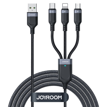 JOYROOM A18 3.5A USB to 8 Pin+USB-C/Type-C+Micro USB 3 in 1 Data Cable, Length:1.2m(Black) - Multifunction Cable by JOYROOM | Online Shopping South Africa | PMC Jewellery