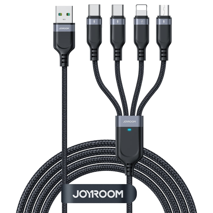 JOYROOM A18 3.5A USB to 8 Pin+Dual USB-C/Type-C+Micro USB 4 in 1 Data Cable, Length: 1.2m(Black) - Multifunction Cable by JOYROOM | Online Shopping South Africa | PMC Jewellery