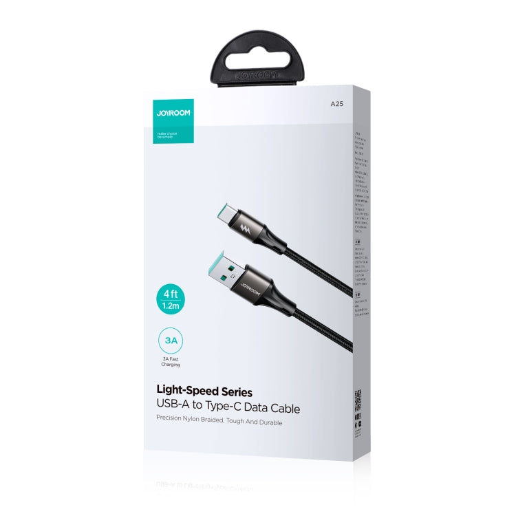 JOYROOM SA25-AC3 3A USB to USB-C/Type-C Fast Charge Data Cable, Length:1.2m(Black) - USB-C & Type-C Cable by JOYROOM | Online Shopping South Africa | PMC Jewellery