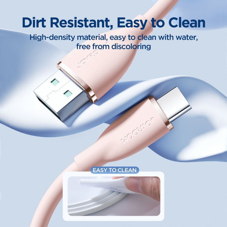 JOYROOM SA29-AC3 3A USB to USB-C/Type-C Liquid Silicone Fast Charging Data Cable, Length: 1.2m(Pink) - USB-C & Type-C Cable by JOYROOM | Online Shopping South Africa | PMC TechLife