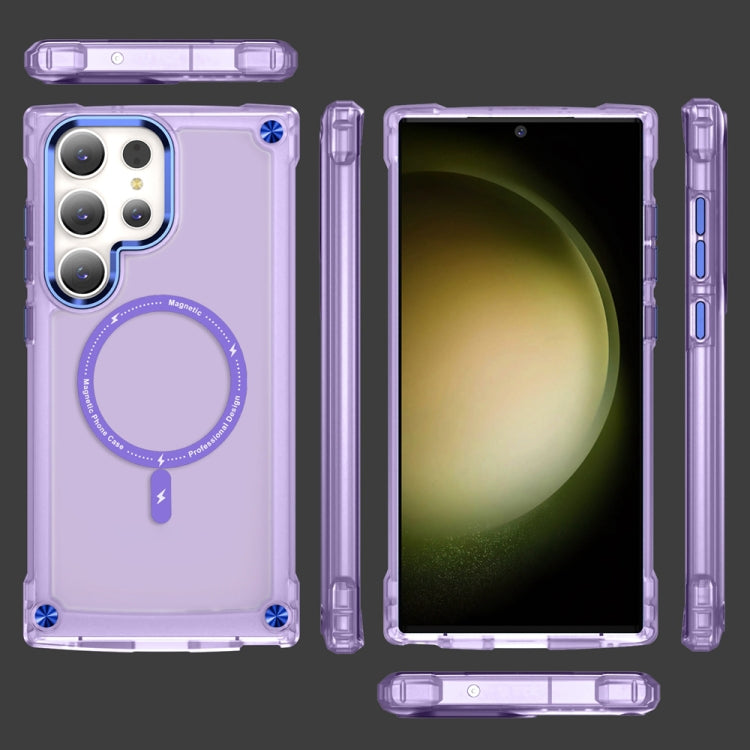 For Samsung Galaxy S23 Ultra 5G Skin Feel TPU + PC MagSafe Magnetic Phone Case(Transparent Purple) - Galaxy S23 Ultra 5G Cases by PMC Jewellery | Online Shopping South Africa | PMC Jewellery