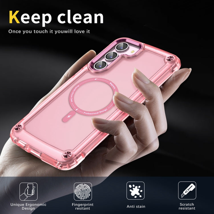 For Samsung Galaxy S23 5G Skin Feel TPU + PC MagSafe Magnetic Phone Case(Transparent Pink) - Galaxy S23 5G Cases by PMC Jewellery | Online Shopping South Africa | PMC Jewellery