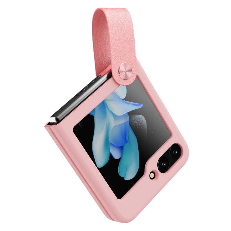 For Samsung Galaxy Z Flip5 NILLKIN Skin Feel Liquid Silicone Phone Case With Finger Strap(Pink) - Galaxy Z Flip5 Cases by NILLKIN | Online Shopping South Africa | PMC Jewellery