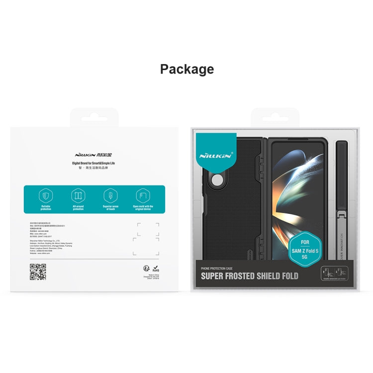 For Samsung Galaxy Z Fold5 NILLKIN Frosted Fold PC + TPU Phone Case with Holder(Black) - Galaxy Z Fold5 Cases by NILLKIN | Online Shopping South Africa | PMC Jewellery