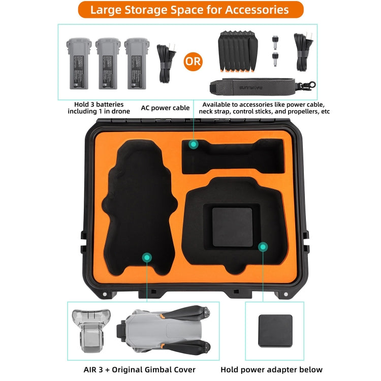 For DJI Air 3 Sunnylife Safety Carrying Case Large Capacity Waterproof Shock-proof Hard Travel Case Standard Version - Backpacks & Bags by Sunnylife | Online Shopping South Africa | PMC Jewellery