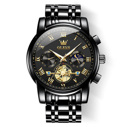 OLEVS 2859 Men Multifunctional Luminous Waterproof Quartz Watch(Black) - Metal Strap Watches by OLEVS | Online Shopping South Africa | PMC Jewellery