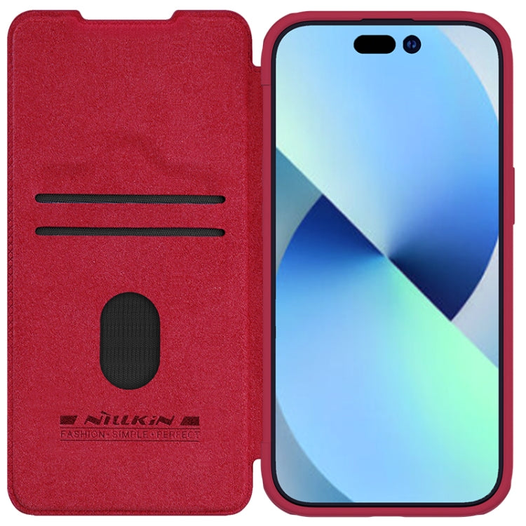 For iPhone 15 NILLKIN QIN Series Pro Sliding Camera Cover Design Leather Phone Case(Red) - iPhone 15 Cases by NILLKIN | Online Shopping South Africa | PMC Jewellery