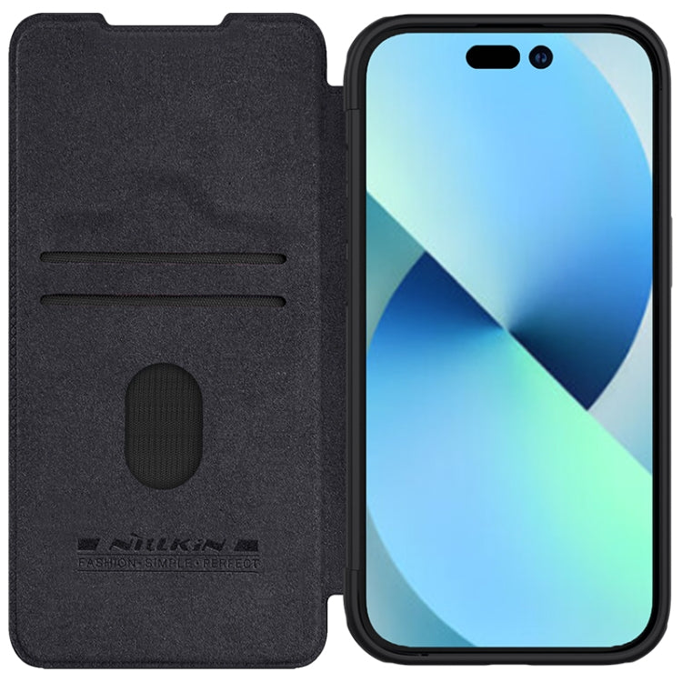 For iPhone 15 NILLKIN QIN Series Pro Sliding Camera Cover Design Leather Phone Case(Black) - iPhone 15 Cases by NILLKIN | Online Shopping South Africa | PMC Jewellery