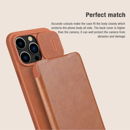For iPhone 15 Pro NILLKIN QIN Series Pro Sliding Camera Cover Design Leather Phone Case(Black) - iPhone 15 Pro Cases by NILLKIN | Online Shopping South Africa | PMC Jewellery