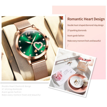 OLEVS 5189 Women Heart Shape Waterproof Quartz Watch(Green) - Metal Strap Watches by OLEVS | Online Shopping South Africa | PMC Jewellery