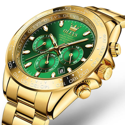 OLEVS 6638 Men Multifunctional Luminous Waterproof Mechanical Watch(Green) - Metal Strap Watches by OLEVS | Online Shopping South Africa | PMC Jewellery