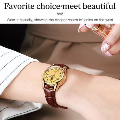 OLEVS 5566 Women Simple Single Calendar Waterproof Quartz Watch(Gold) - Leather Strap Watches by OLEVS | Online Shopping South Africa | PMC Jewellery