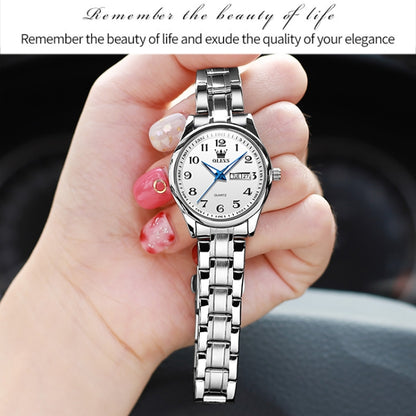 OLEVS 5567 Women Steel Strap Waterproof Quartz Watch(White + Silver) - Metal Strap Watches by OLEVS | Online Shopping South Africa | PMC Jewellery