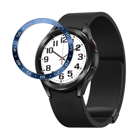 For Samsung Galaxy Watch6 Classic 47mm A Style Smart Watch Steel Ring Protective Frame(Blue) - Watch Cases by PMC Jewellery | Online Shopping South Africa | PMC Jewellery