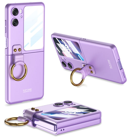 For OPPO Find N2 Flip GKK Integrated Ultra-thin Full Coverage Phone Case with Ring Holder(Purple) - Find N2 Flip Cases by GKK | Online Shopping South Africa | PMC Jewellery