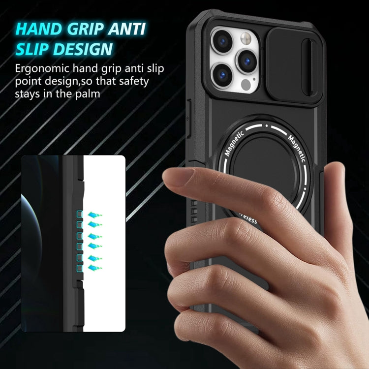 For iPhone 12 Pro Max Sliding Camshield MagSafe Holder TPU Hybrid PC Phone Case(Black) - free shipping - PMC TechLife - Order now!