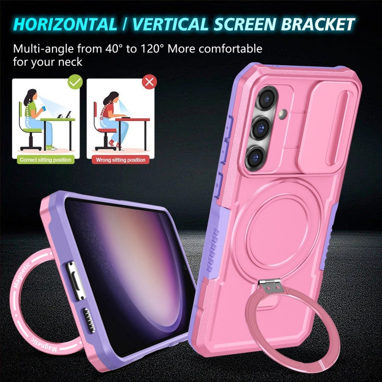 For Samsung Galaxy S23 FE 5G Sliding Camshield Magsafe Holder TPU Hybrid PC Phone Case(Purple Pink) - Galaxy S23 FE 5G Cases by PMC Jewellery | Online Shopping South Africa | PMC Jewellery