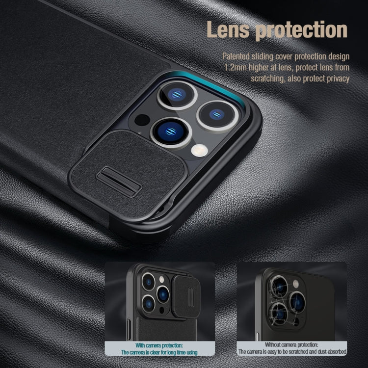 For iPhone 15 Pro NILLKIN QIN Series Pro Plain Leather Phone Case(Green) - iPhone 15 Pro Cases by NILLKIN | Online Shopping South Africa | PMC TechLife | Buy Now Pay Later Mobicred