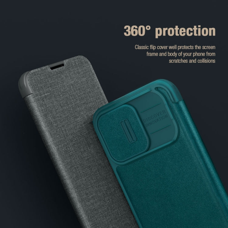 For iPhone 15 Pro NILLKIN QIN Series Pro Plain Leather Phone Case(Green) - iPhone 15 Pro Cases by NILLKIN | Online Shopping South Africa | PMC TechLife | Buy Now Pay Later Mobicred