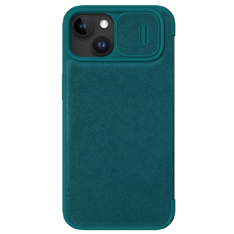 For iPhone 15 Plus NILLKIN QIN Series Pro Plain Leather Phone Case(Green) - iPhone 15 Plus Cases by NILLKIN | Online Shopping South Africa | PMC Jewellery