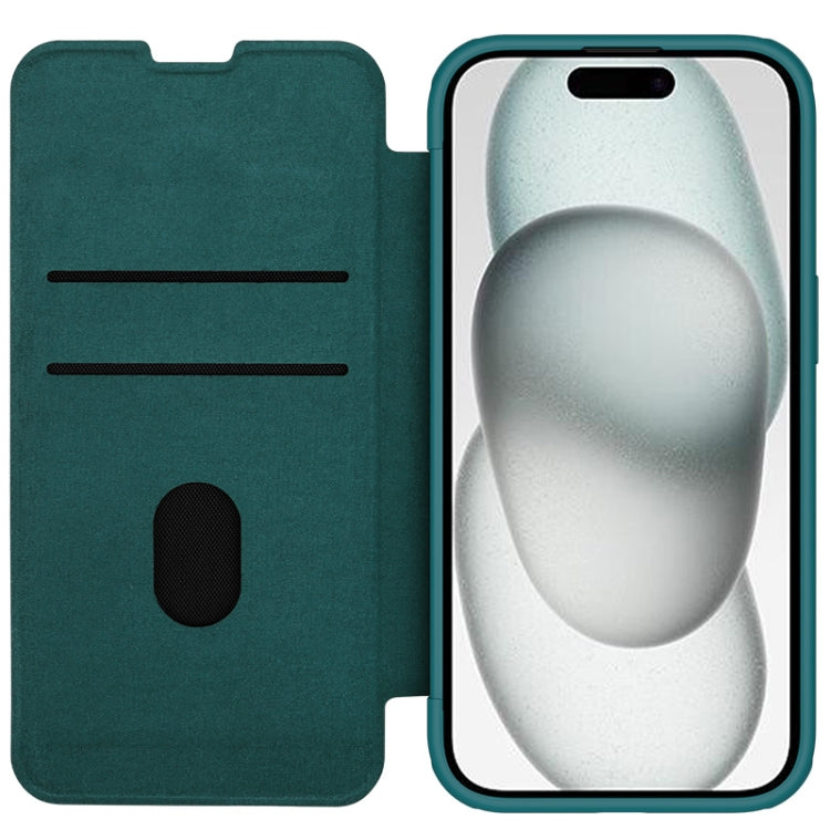 For iPhone 15 Plus NILLKIN QIN Series Pro Plain Leather Phone Case(Green) - iPhone 15 Plus Cases by NILLKIN | Online Shopping South Africa | PMC Jewellery