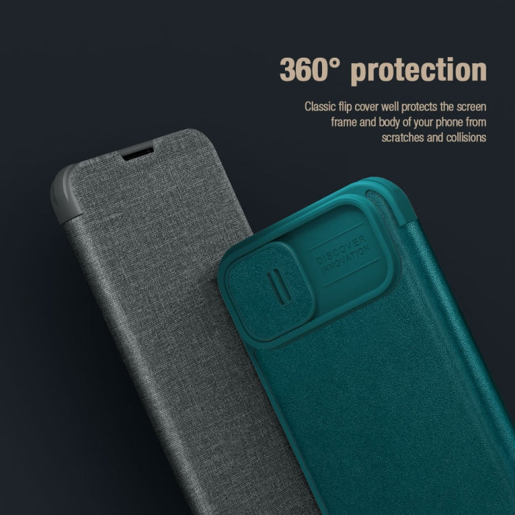 For iPhone 15 NILLKIN QIN Series Pro Plain Leather Phone Case(Green) - iPhone 15 Cases by NILLKIN | Online Shopping South Africa | PMC Jewellery