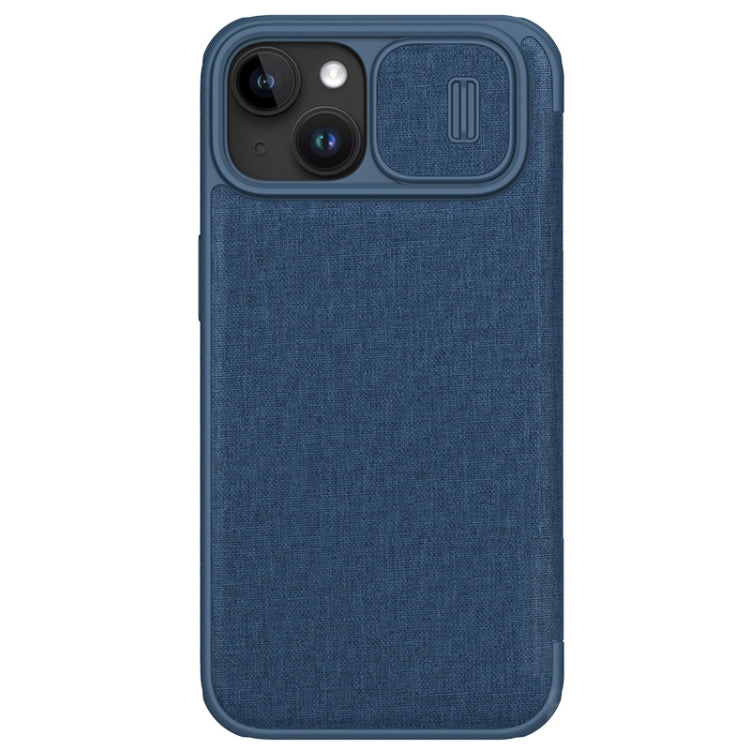 For iPhone 15 NILLKIN QIN Series Pro Fabric Textured Leather Phone Case(Blue) - iPhone 15 Pro Max Cases by NILLKIN | Online Shopping South Africa | PMC Jewellery