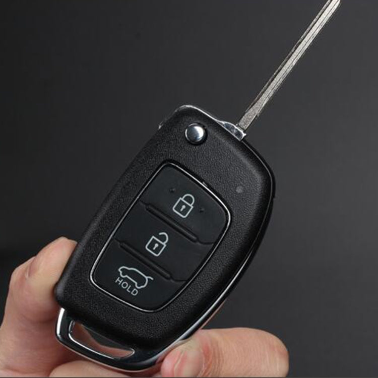 For Hyundai 3-button Folding Car Key Shell with Silver Metal Edge - Remote Car Key by PMC Jewellery | Online Shopping South Africa | PMC Jewellery