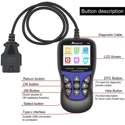 AERMOTOR V850 Car OBD2 Code Reader Diagnostic Scan Tool(Black) - Code Readers & Scan Tools by PMC Jewellery | Online Shopping South Africa | PMC Jewellery