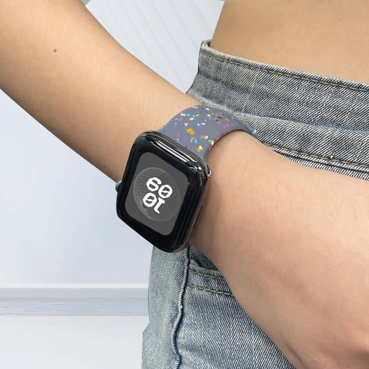 For Apple Watch Ultra 2 49mm Floral Silicone Watch Band(Grey) - Watch Bands by PMC TechLife | Online Shopping South Africa | PMC TechLife