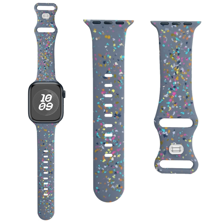 For Apple Watch Serie 5 40mm Floral Silicone Watch Band(Grey) - Watch Bands by PMC TechLife | Online Shopping South Africa | PMC TechLife