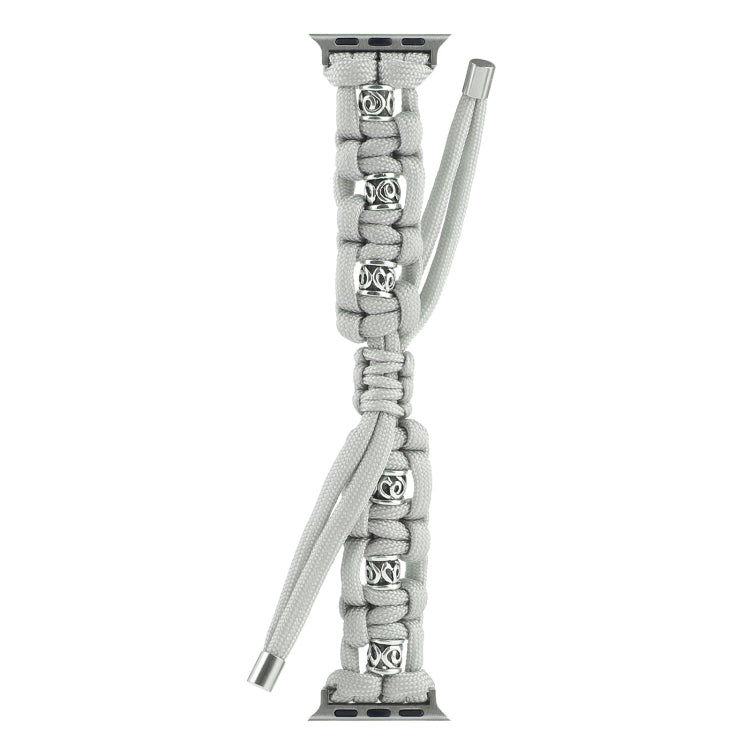For Apple Watch Ultra 49mm Silk Silver Beads Braided Watch Band(Grey) - Watch Bands by PMC TechLife | Online Shopping South Africa | PMC TechLife